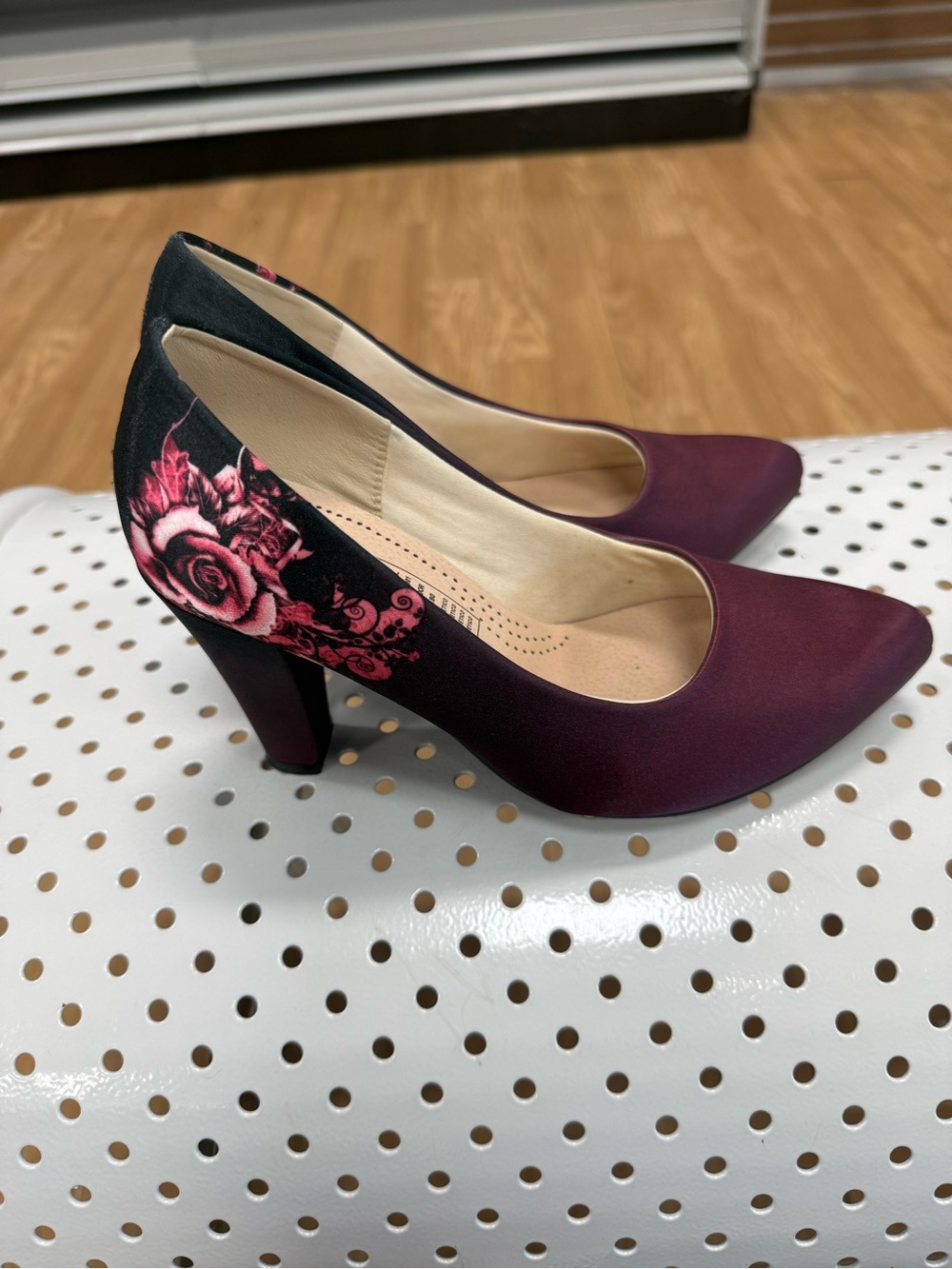 Women's Plum Floral Accent High Heel Pumps